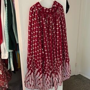 Red and White Embroidered Skirt size 32